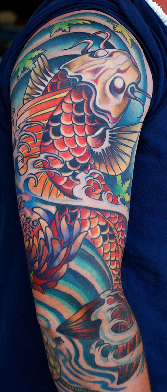 japanese sleeve tattoos koi. Koi Dragon Sleeve Inner Arm Japanese black koi fish tattoo tattoo of praying 