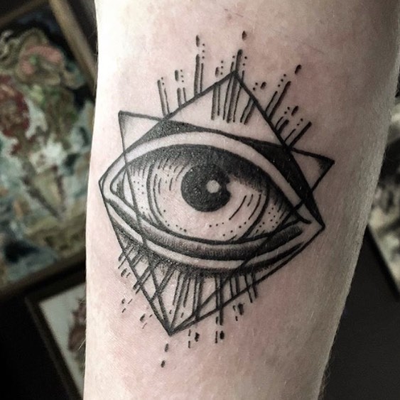 Original Protective Eye Flash Tattoo by K Lenore Witch City Ink